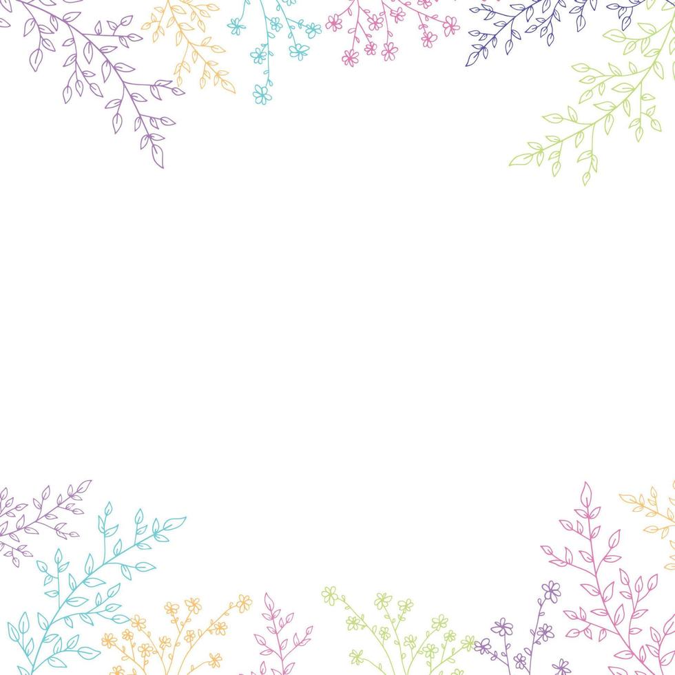 astratto sfondo colorato confine fiore e ramo isolato bianca vettore