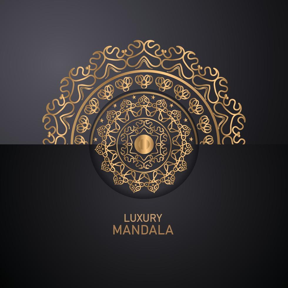 invito carta modelli con oro fantasia e cristalli colore lusso mandala sfondo con d'oro arebesco modello Arabo islamico est stile. Ramadan stile decorativo mandala, aviatore bandiera vettore