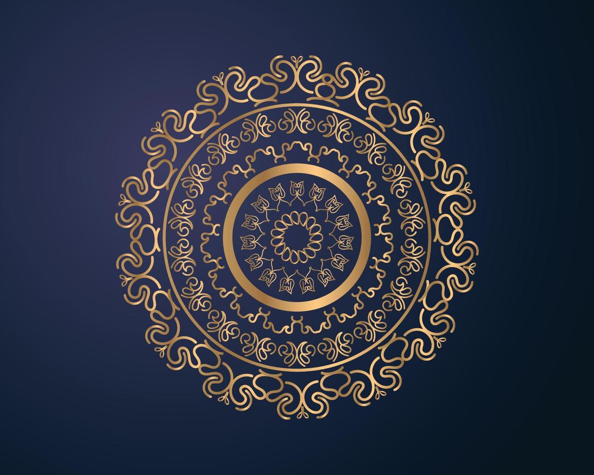 boemo mandala Stampa, anti stress colorazione prenotare, tatuaggio design orientale o indiano, islamico misterioso mano disegnato ornamento per meditazione o yoga vettore illustrazione. oro colore