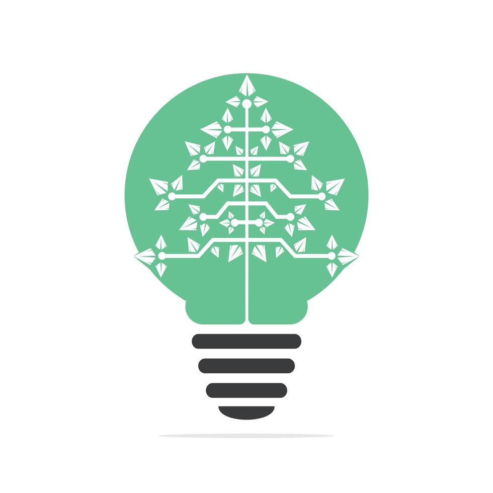 lampadina lampada digitale Natale albero logo. tecnico triangolo albero vettore modello design.