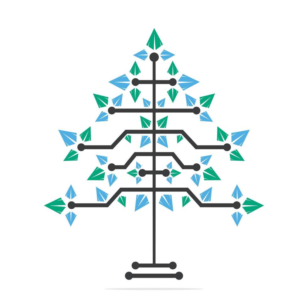 vettore digitale Natale albero. tecnico triangolo albero vettore modello design.