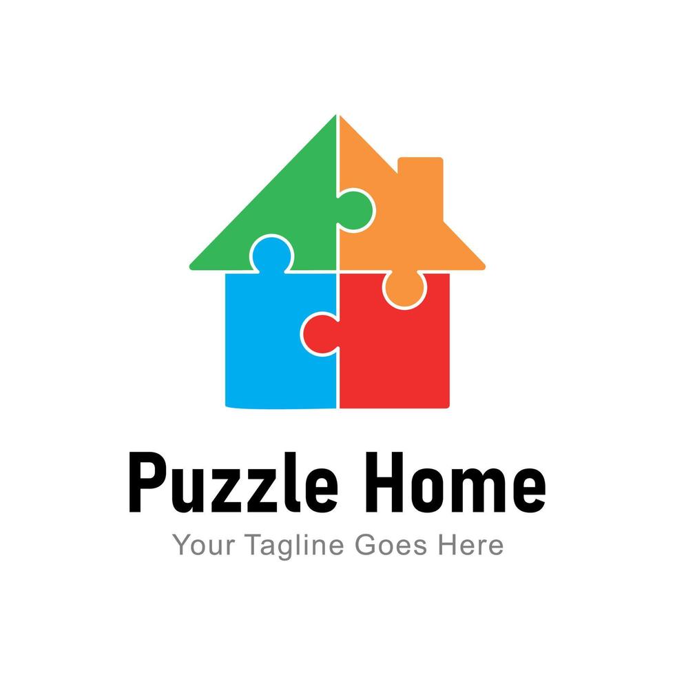 puzzle casa logo vettore