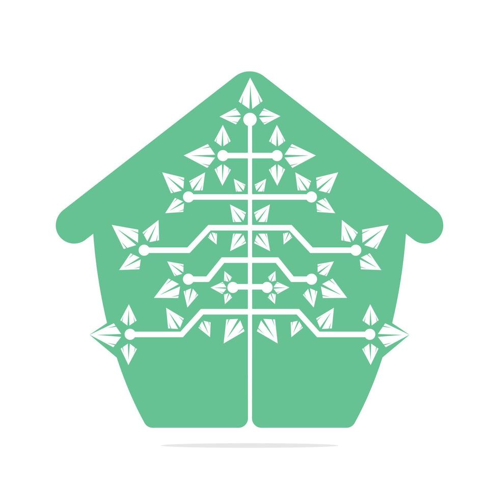 casa digitale Natale albero logo. tecnico triangolo albero vettore modello design.