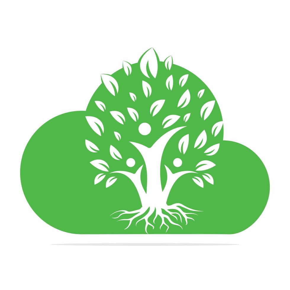 famiglia albero e radici nube forma logo design. famiglia albero simbolo icona logo design vettore