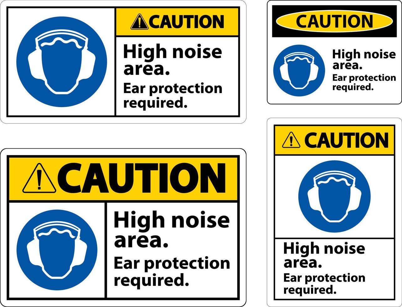 attenzione protezione dell'orecchio richiesto segno su sfondo bianco vettore