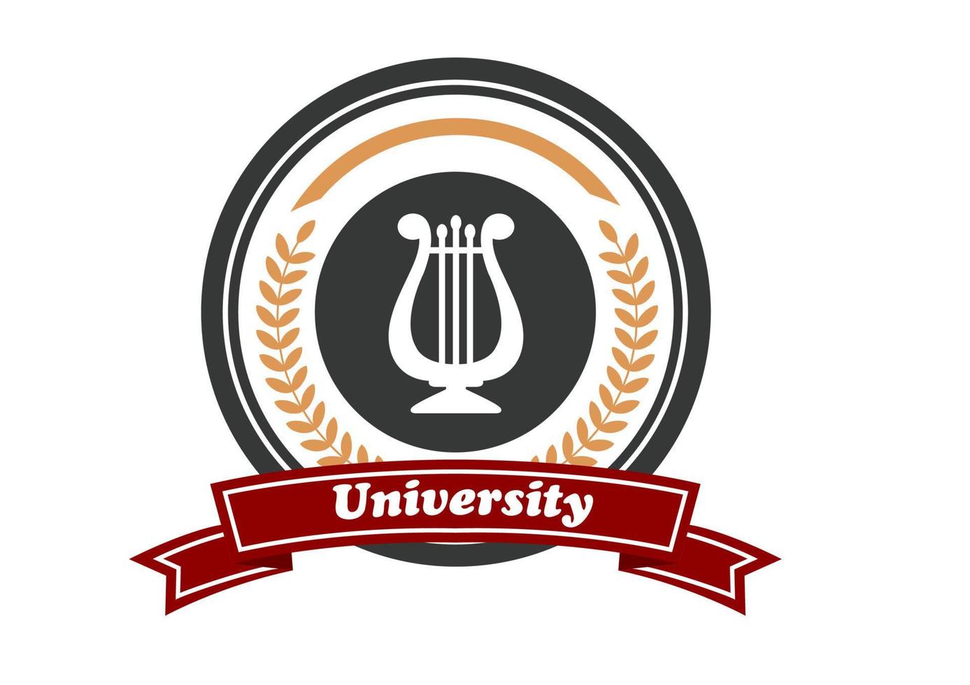 arte Università emblema con alloro ghirlanda vettore