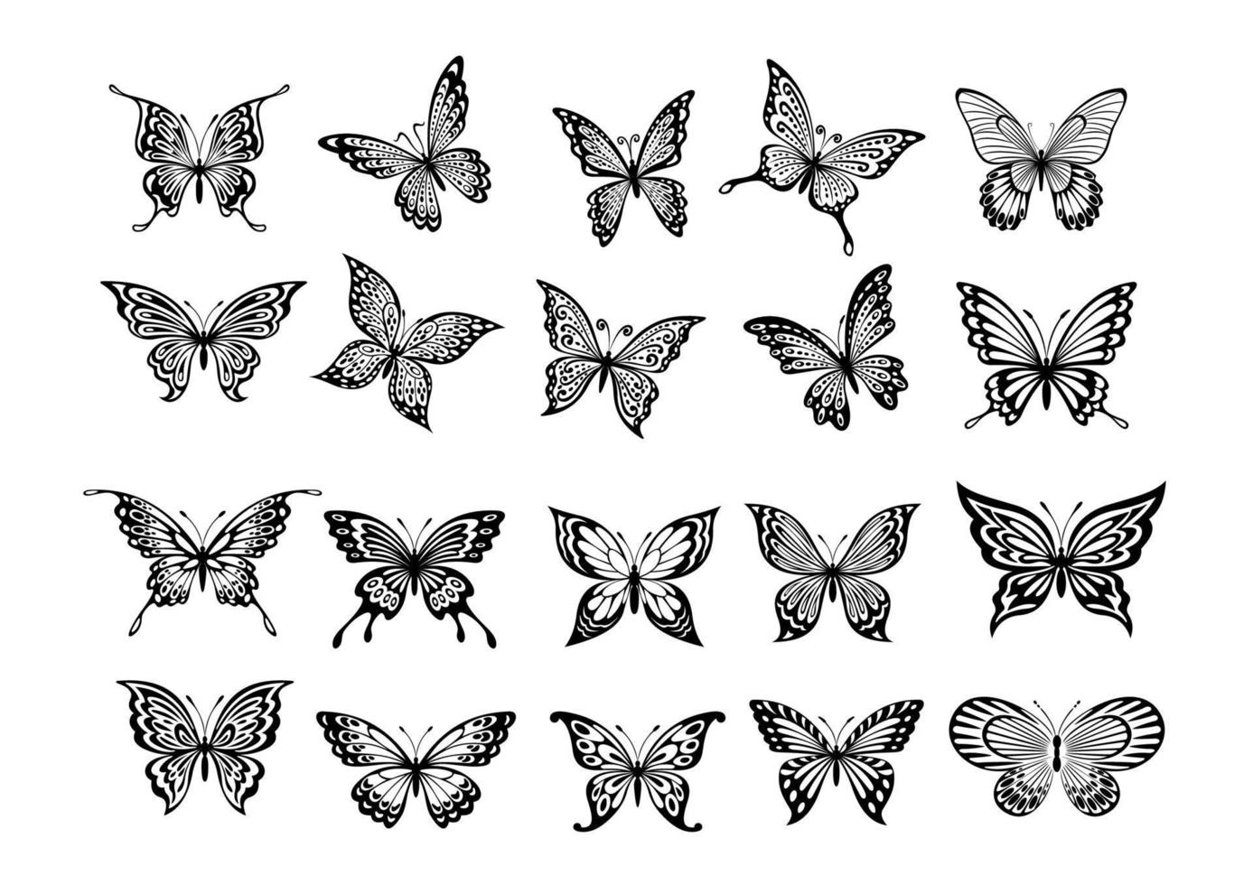 impostato di venti farfalle vettore