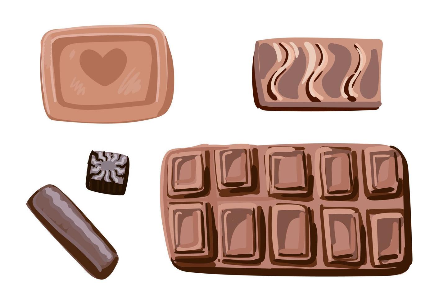 impostato di dolci, cioccolato e biscotti. vettore
