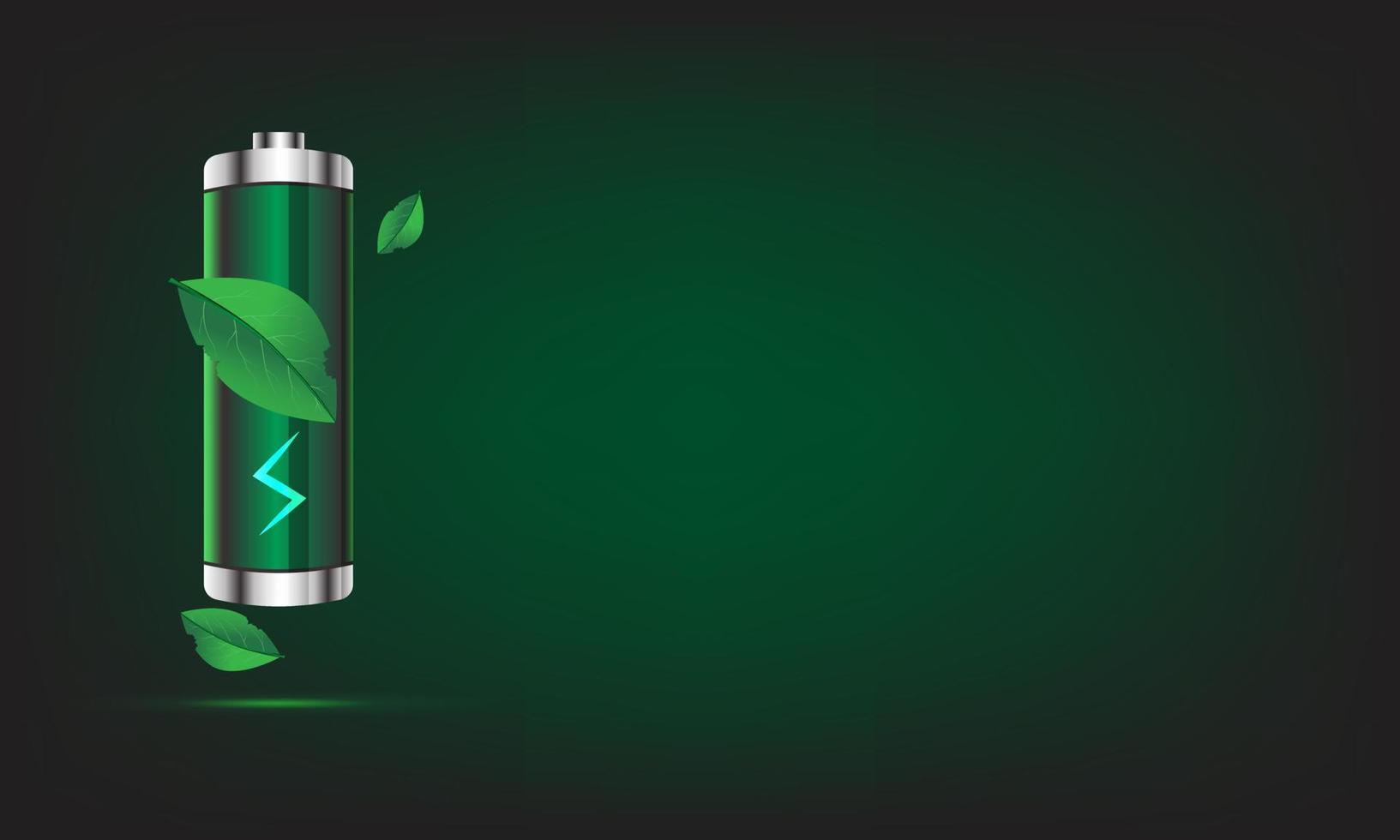 astratto batteria ricarica icona con foglie su verde sfondo. illustrazione vettore