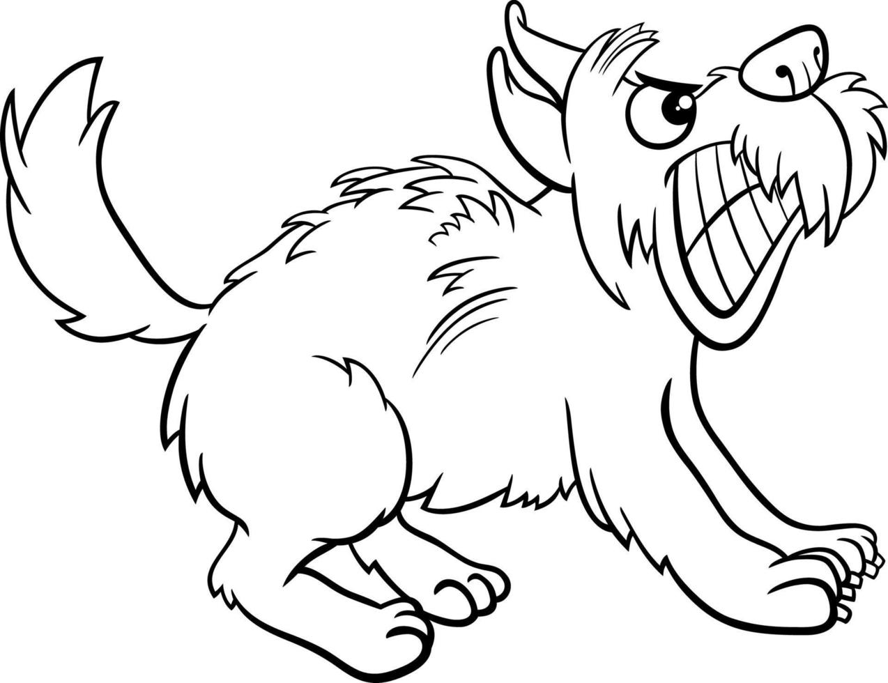 cartone animato arrabbiato cane colorazione pagina vettore