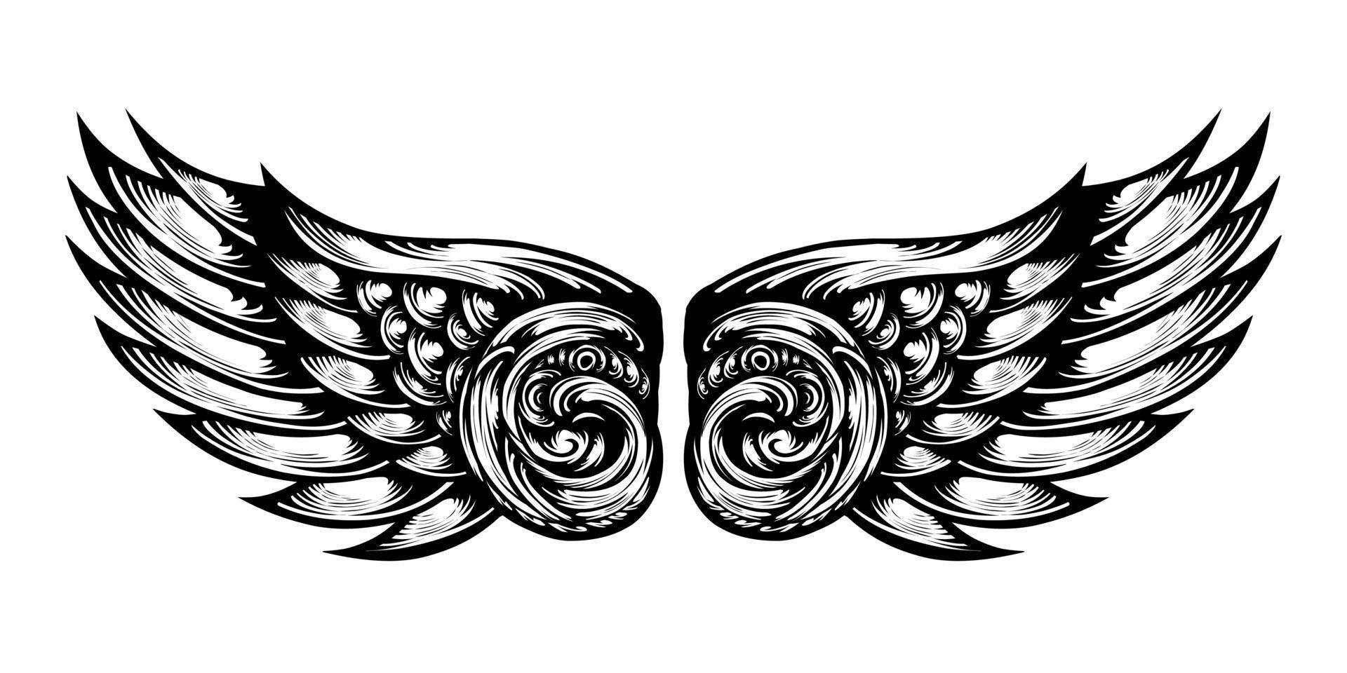 logo angelo ala tatuaggio design vettore