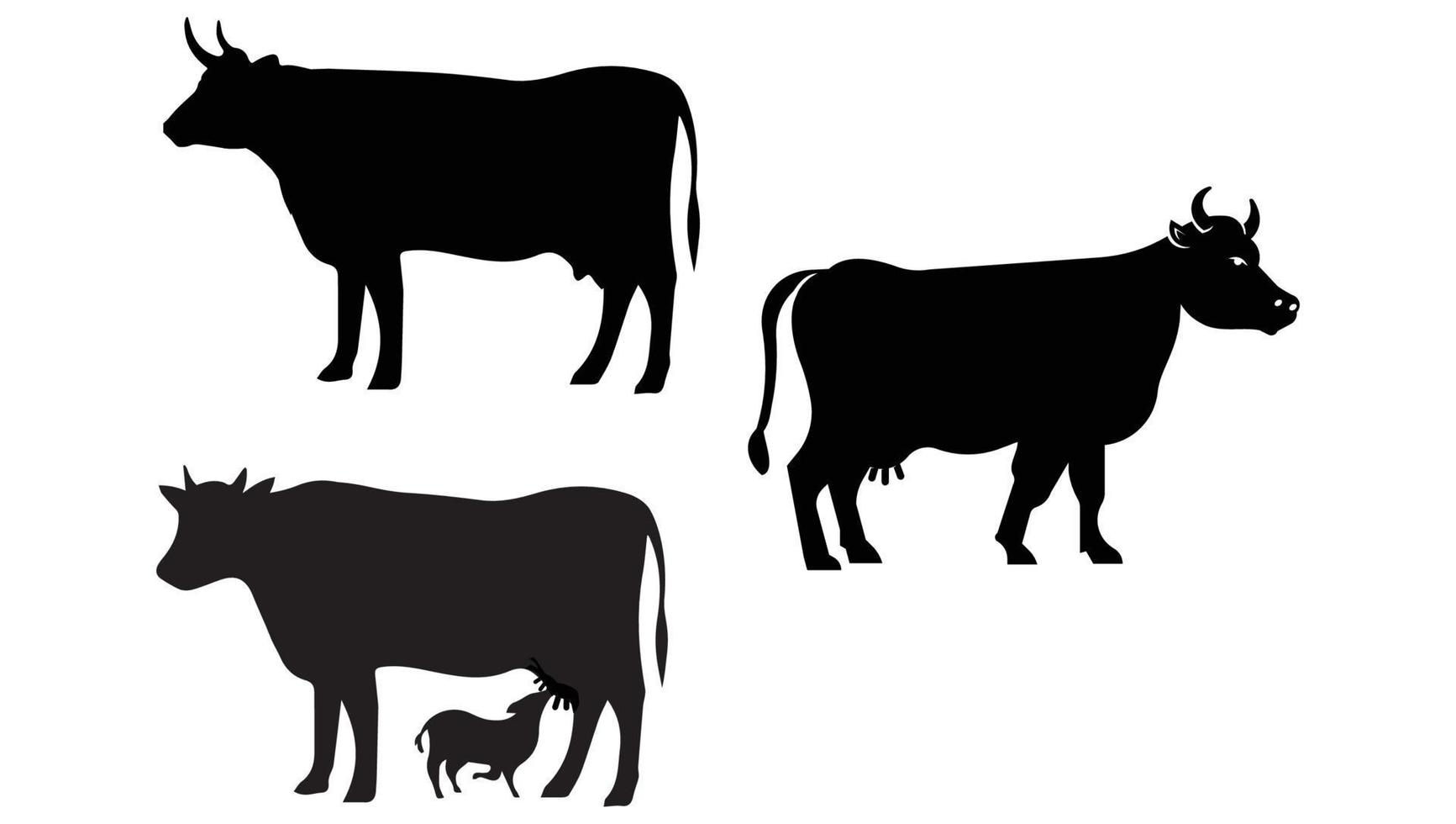 collezione di mucca silhouette nel diverso pose gratuito vettore