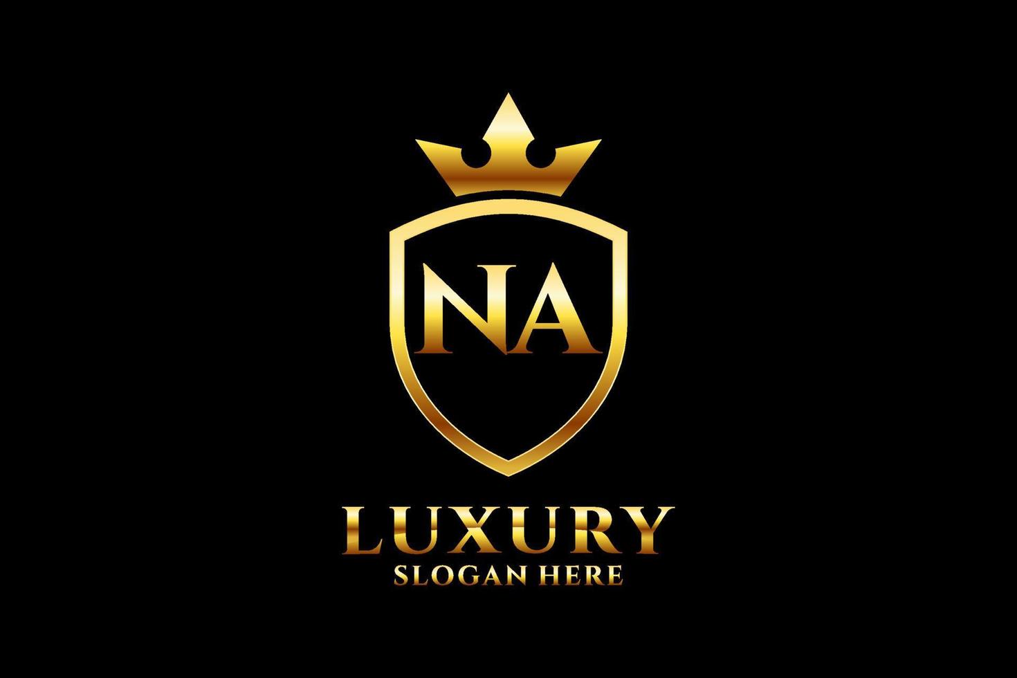 iniziale n / A elegante lusso monogramma logo o distintivo modello con pergamene e reale corona - Perfetto per lussuoso il branding progetti vettore