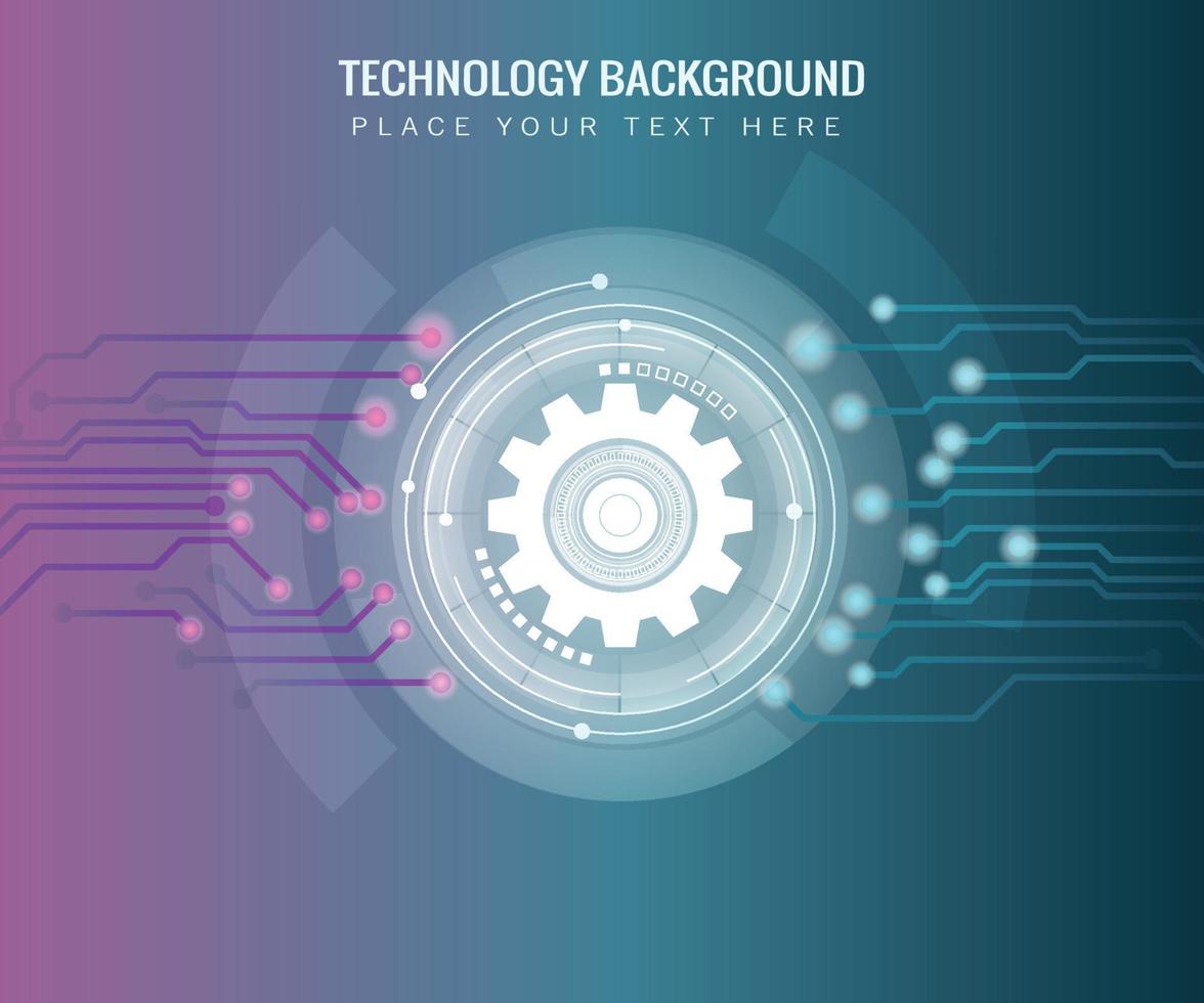 vettore illustrazione bianca Ingranaggio ruota su circuito asse, hi-tech digitale tecnologia e ingegneria