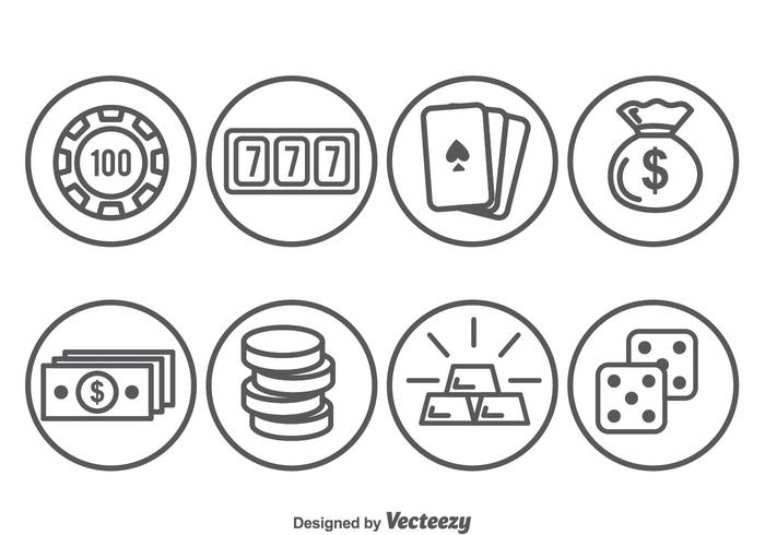 Icone del cerchio elemento casinò vettore