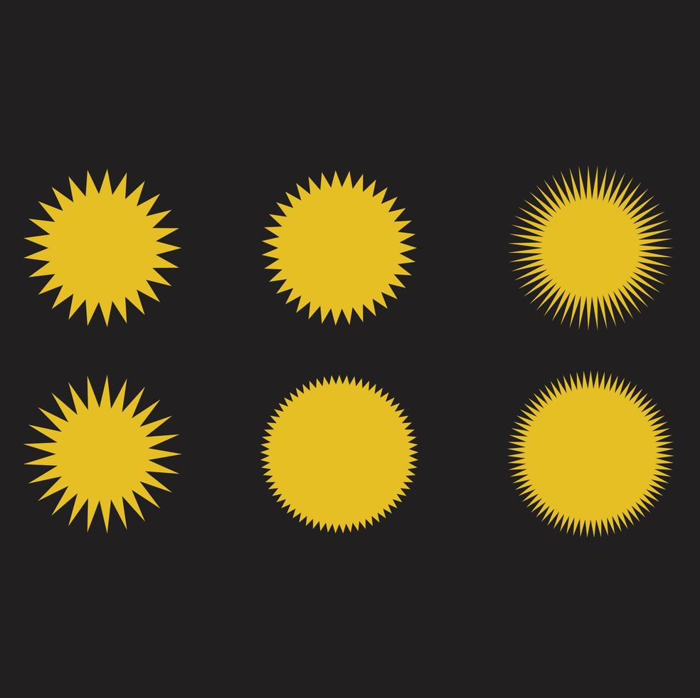 vettore illustrazione piatto sole icona impostato isolato su nero sfondo