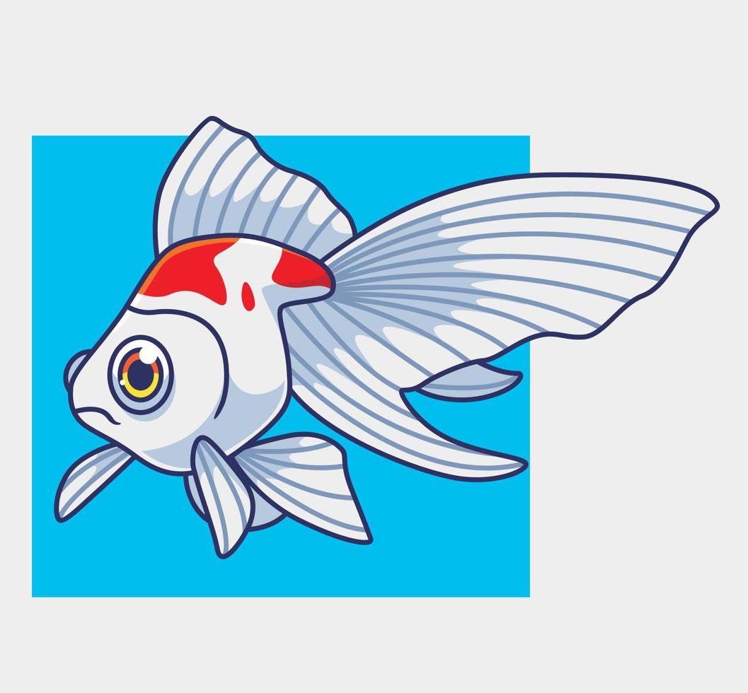 carino oro pesce bianca. isolato cartone animato animale illustrazione. piatto stile etichetta icona design premio logo vettore. portafortuna personaggio vettore
