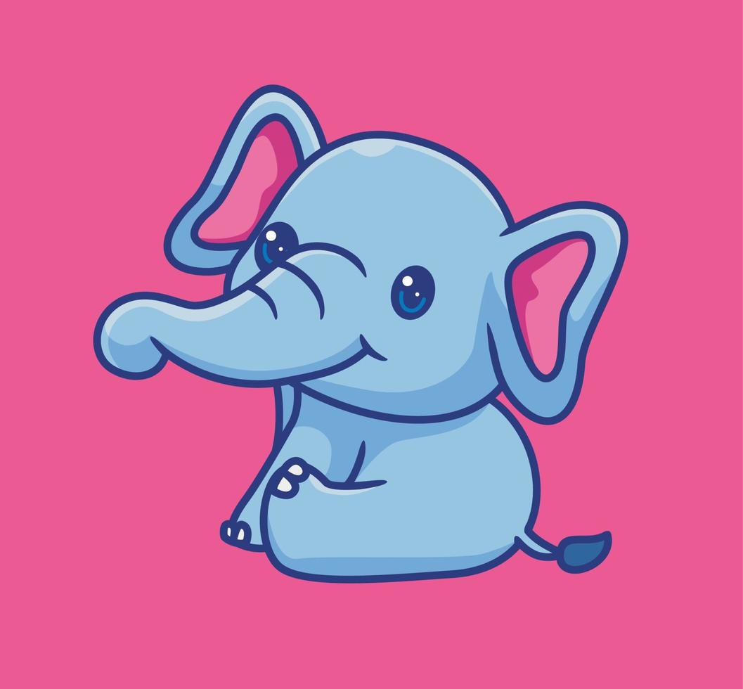 carino elefante seduta riposo. isolato cartone animato animale illustrazione. piatto stile etichetta icona design premio logo vettore. portafortuna personaggio vettore