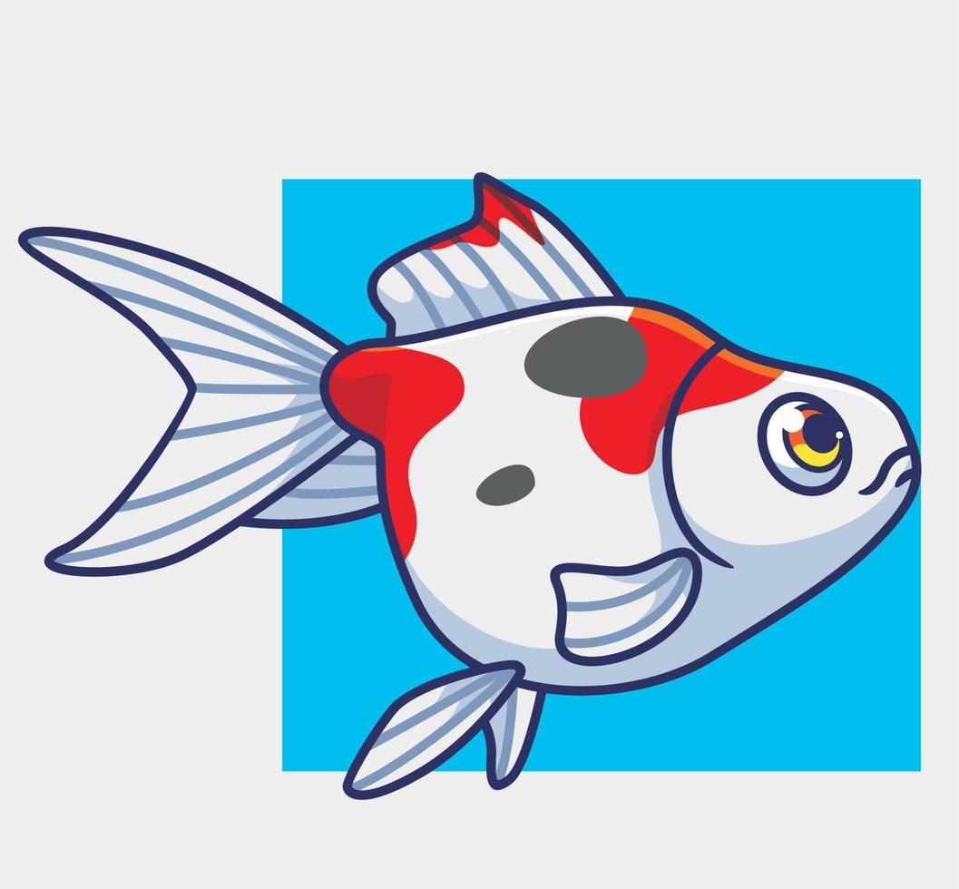 carino oro pesce bianca. isolato cartone animato animale illustrazione. piatto stile etichetta icona design premio logo vettore. portafortuna personaggio vettore