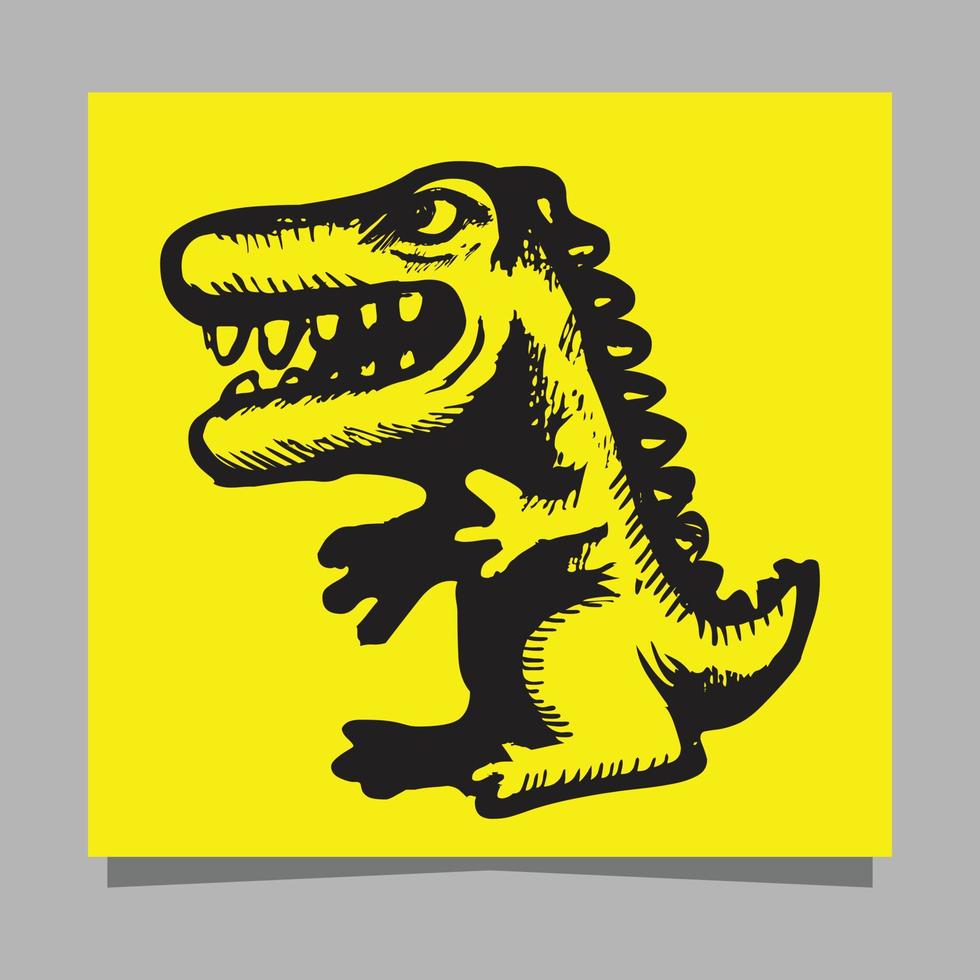dinosauro logo disegnato su carta vettore