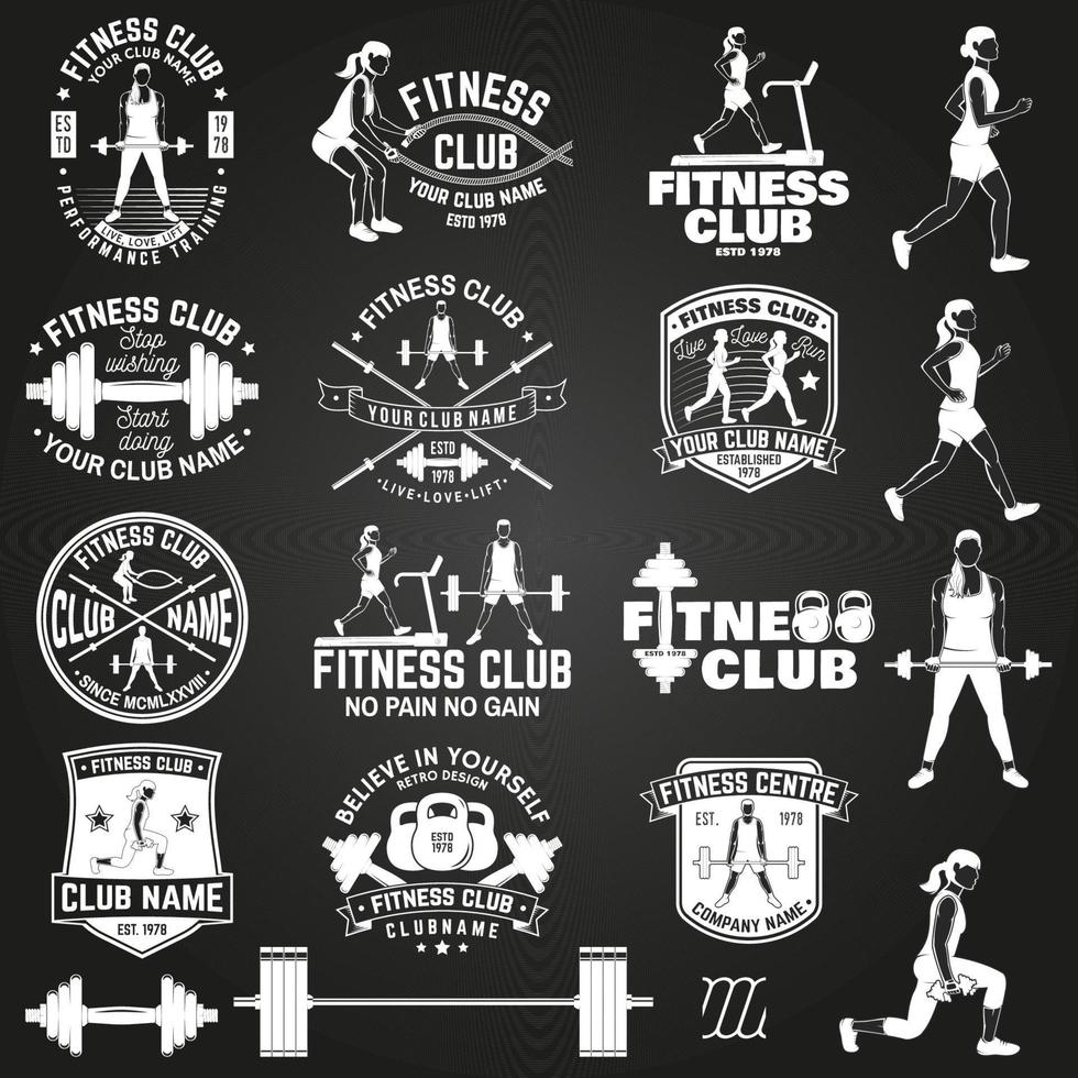 fitness club distintivi. vettore. per fitness centri emblemi, Palestra segni e altri. vettore