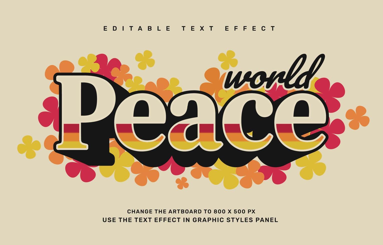 modello di effetto testo modificabile pace vettore