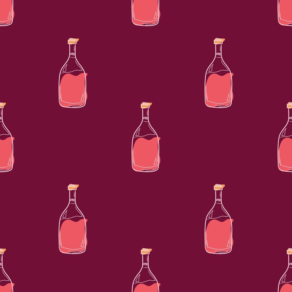 vettore modello con bottiglie di rosso vino su un' colorato sfondo nel scarabocchio stile. alcool nel un' bicchiere bottiglia, illustrazione per confezione, caffè, barre, prodotti.