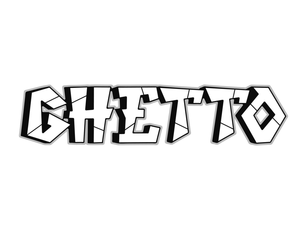 ghetto parola graffiti stile lettere.vettore mano disegnato scarabocchio cartone animato logo illustrazione. divertente freddo ghetto lettere, moda, graffiti stile Stampa per maglietta, manifesto concetto vettore