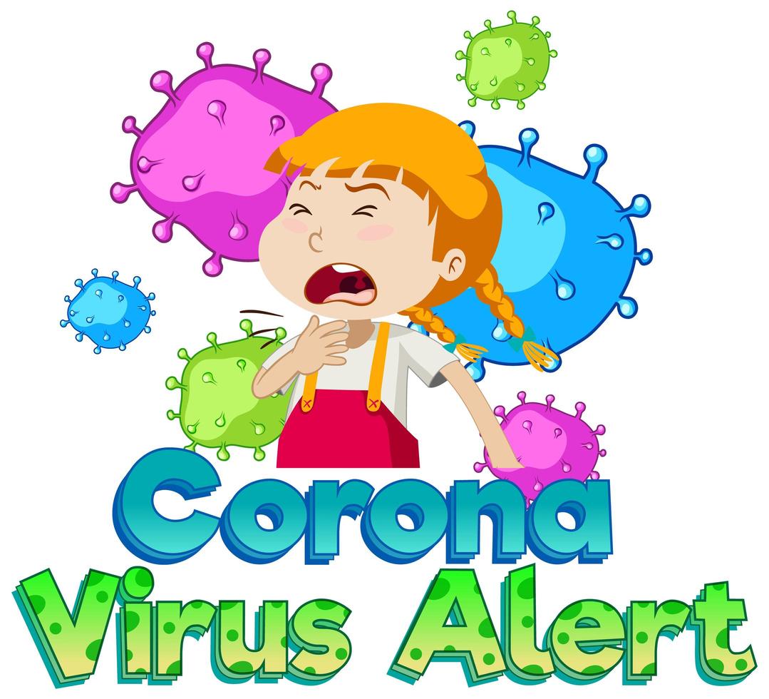 allarme coronavirus con ragazza malata vettore