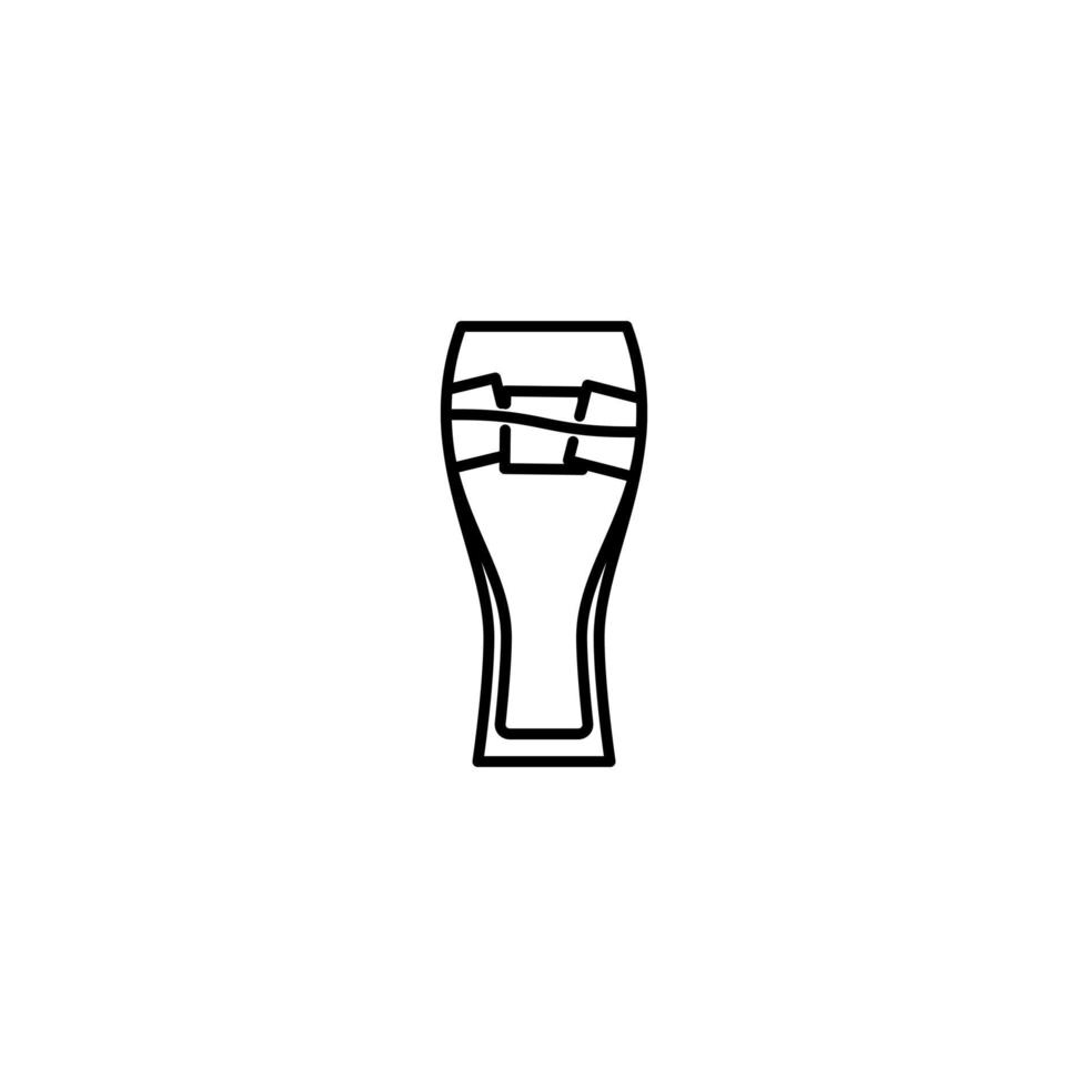 wiezenbier bicchiere icona con ghiaccio cubo su bianca sfondo. semplice, linea, silhouette e pulito stile. nero e bianca. adatto per simbolo, cartello, icona o logo vettore