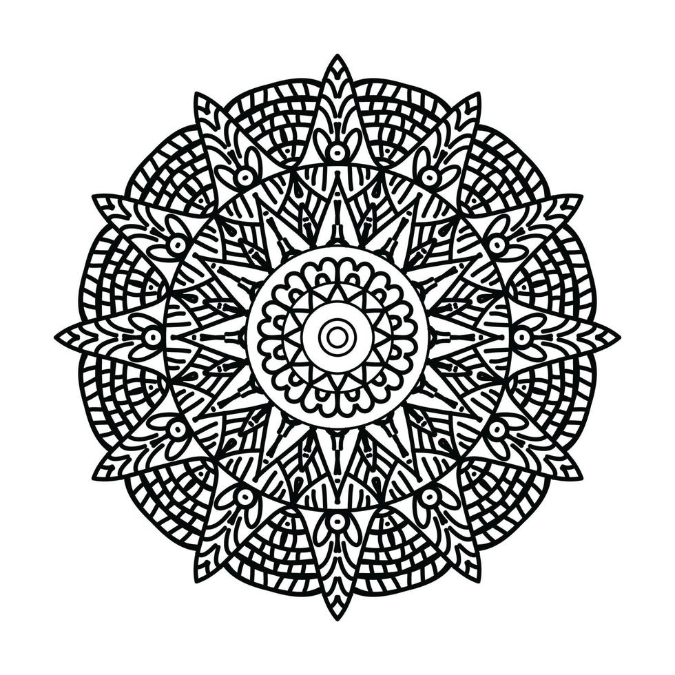 nero ornamentale mandala design sfondo, mandala disegno, mandala modello colorazione libro arte sfondo disegno, nero e bianca mandala vettore