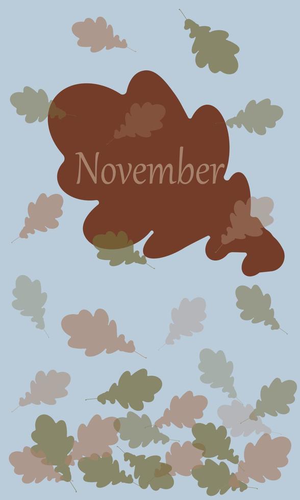 novembre. autunno bandiera con caduta le foglie. adatto per cartoline, calendari, promozionale prodotti. cartone animato vettore illustrazione.