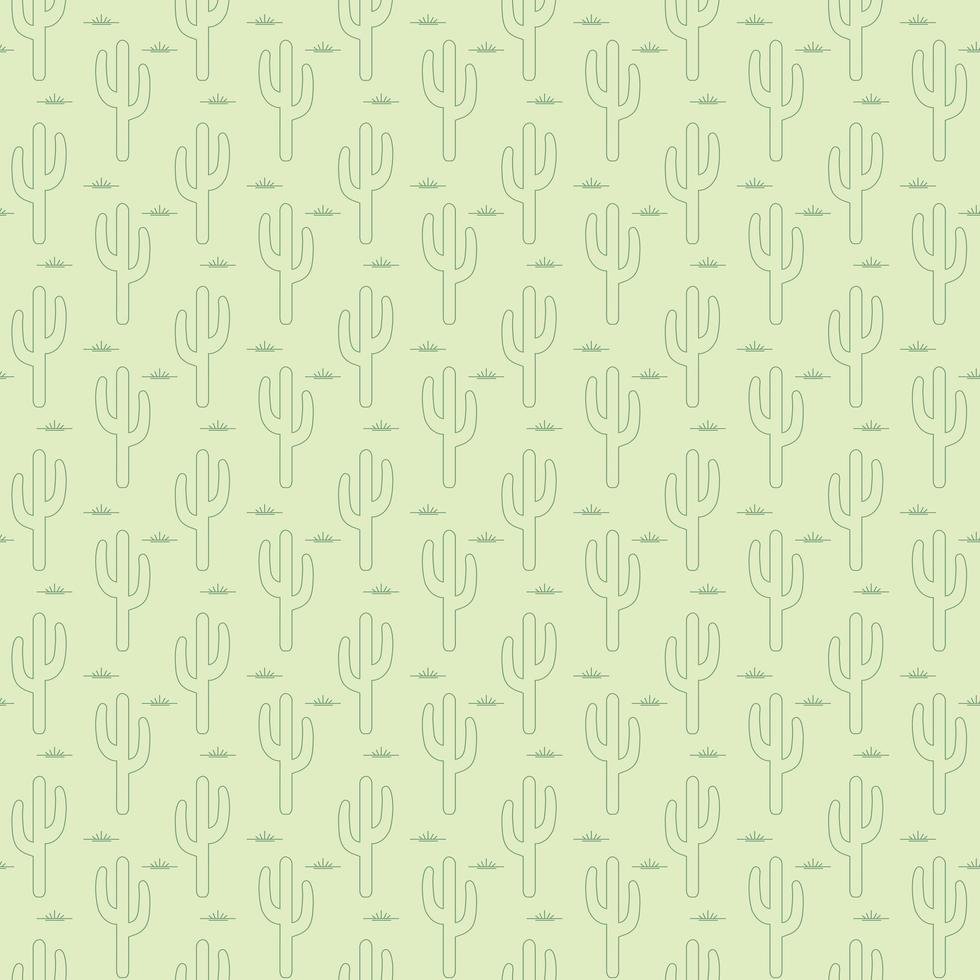 contorno verde saguaro cactus seamless pattern vettore