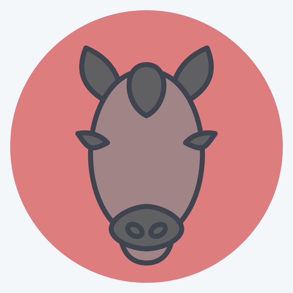icona cavallo. relazionato per animale testa simbolo. colore compagno stile. semplice design modificabile. semplice illustrazione. carino. formazione scolastica vettore