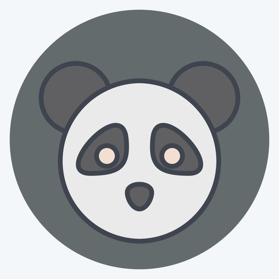 icona panda. relazionato per animale testa simbolo. colore compagno stile. semplice design modificabile. semplice illustrazione. carino. formazione scolastica vettore