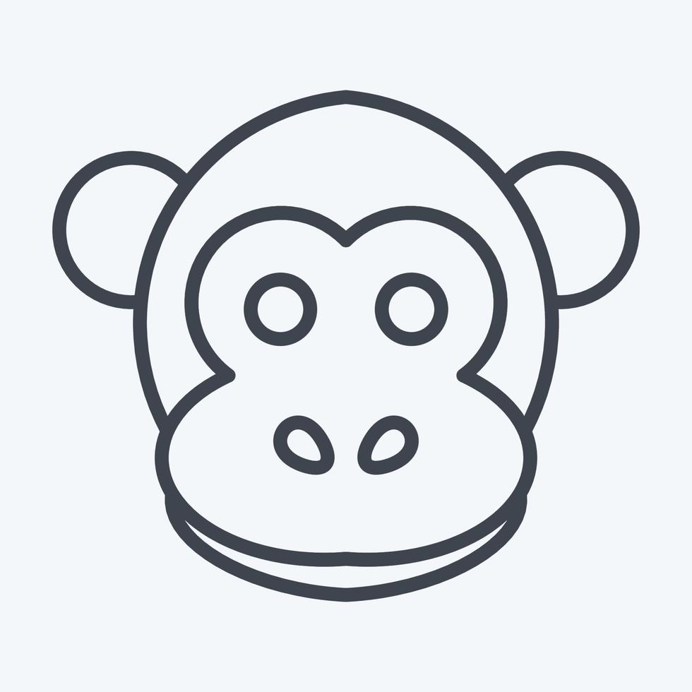 icona scimmia. relazionato per animale testa simbolo. linea stile. semplice design modificabile. semplice illustrazione. carino. formazione scolastica vettore