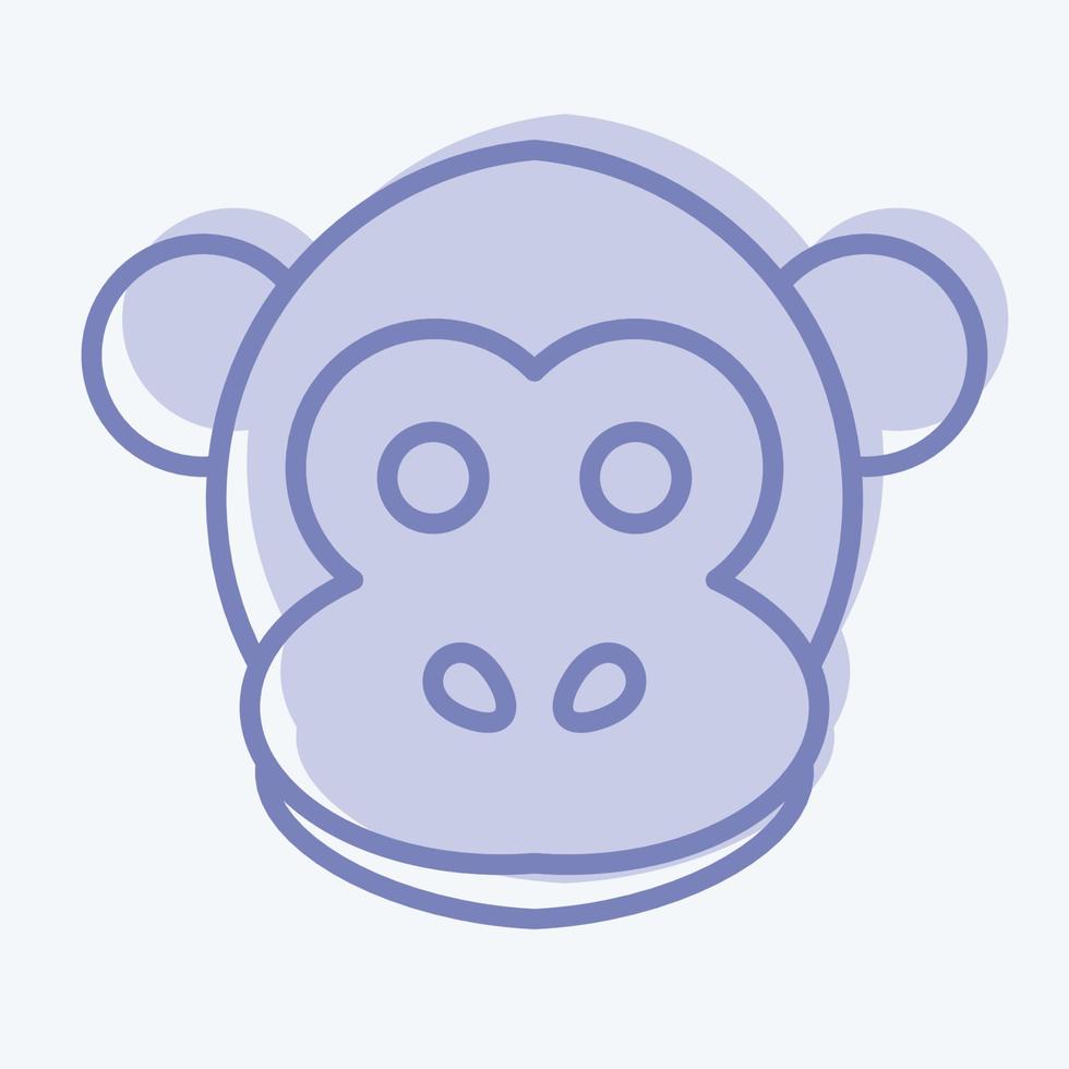icona scimmia. relazionato per animale testa simbolo. Due tono stile. semplice design modificabile. semplice illustrazione. carino. formazione scolastica vettore