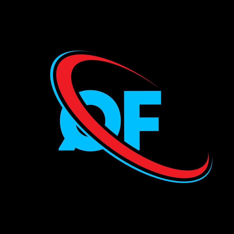 qf logo. qf design. blu e rosso qf lettera. qf lettera logo design. iniziale lettera qf connesso cerchio maiuscolo monogramma logo. vettore