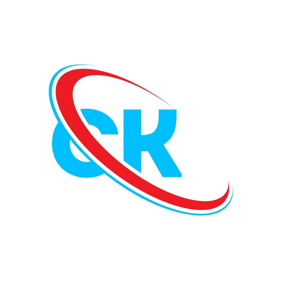 ck logo. ck design. blu e rosso ck lettera. ck lettera logo design. iniziale lettera ck connesso cerchio maiuscolo monogramma logo. vettore
