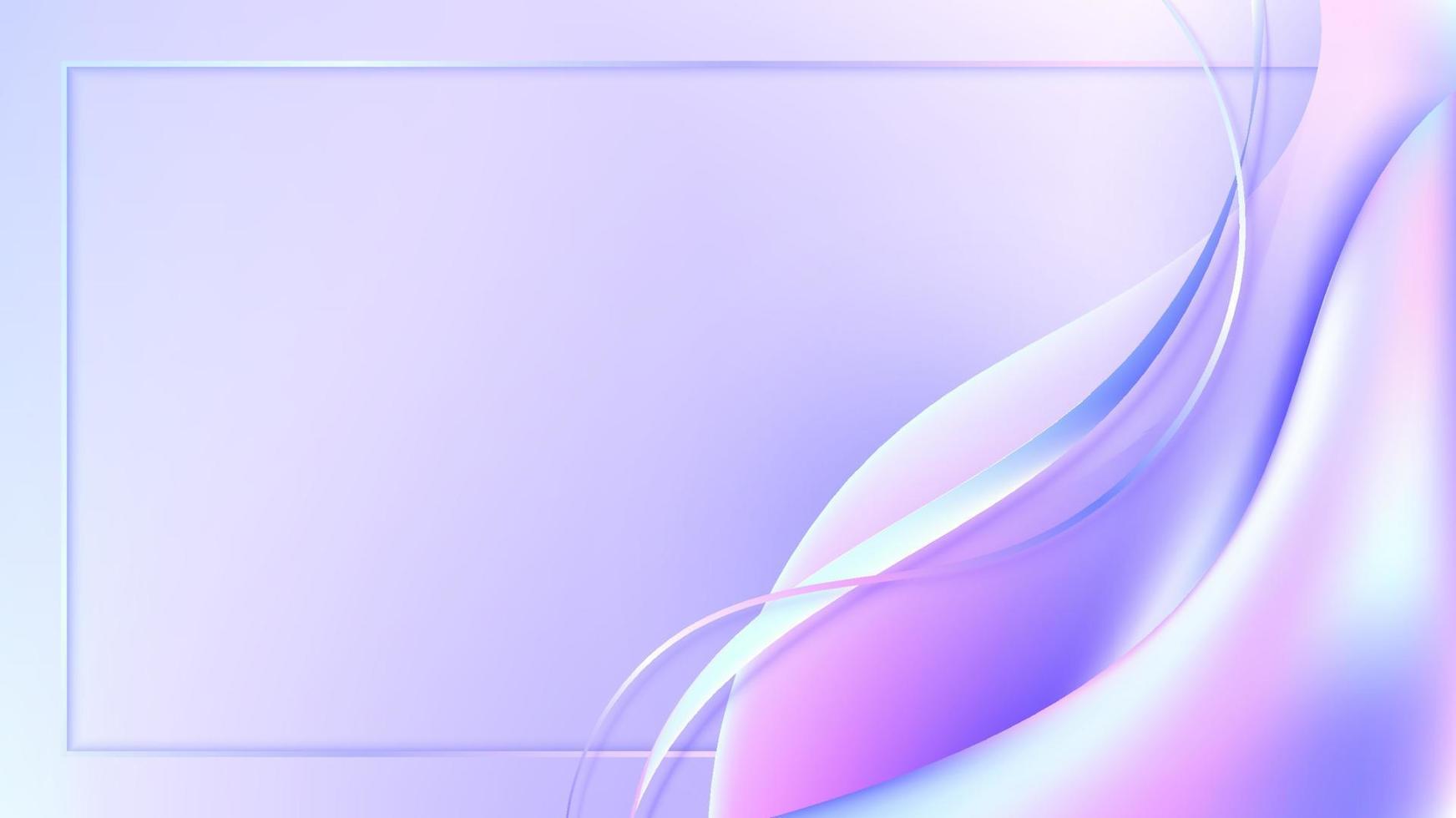 astratto 3d fluido forme pendenza olografico con onda Linee e telaio decorazione su pastello sfondo vettore