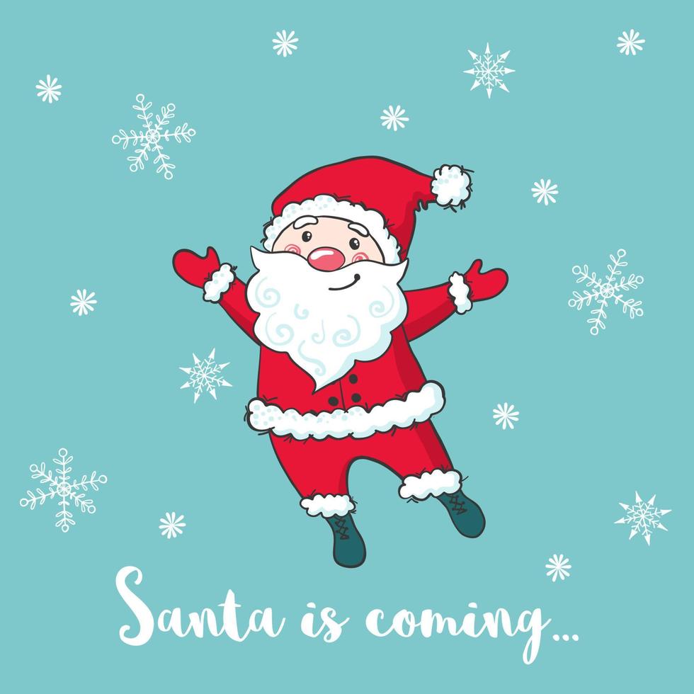 Natale saluto carta con carino Santa claus. vettore illustrazione. design per saluto carte, maglietta e altro