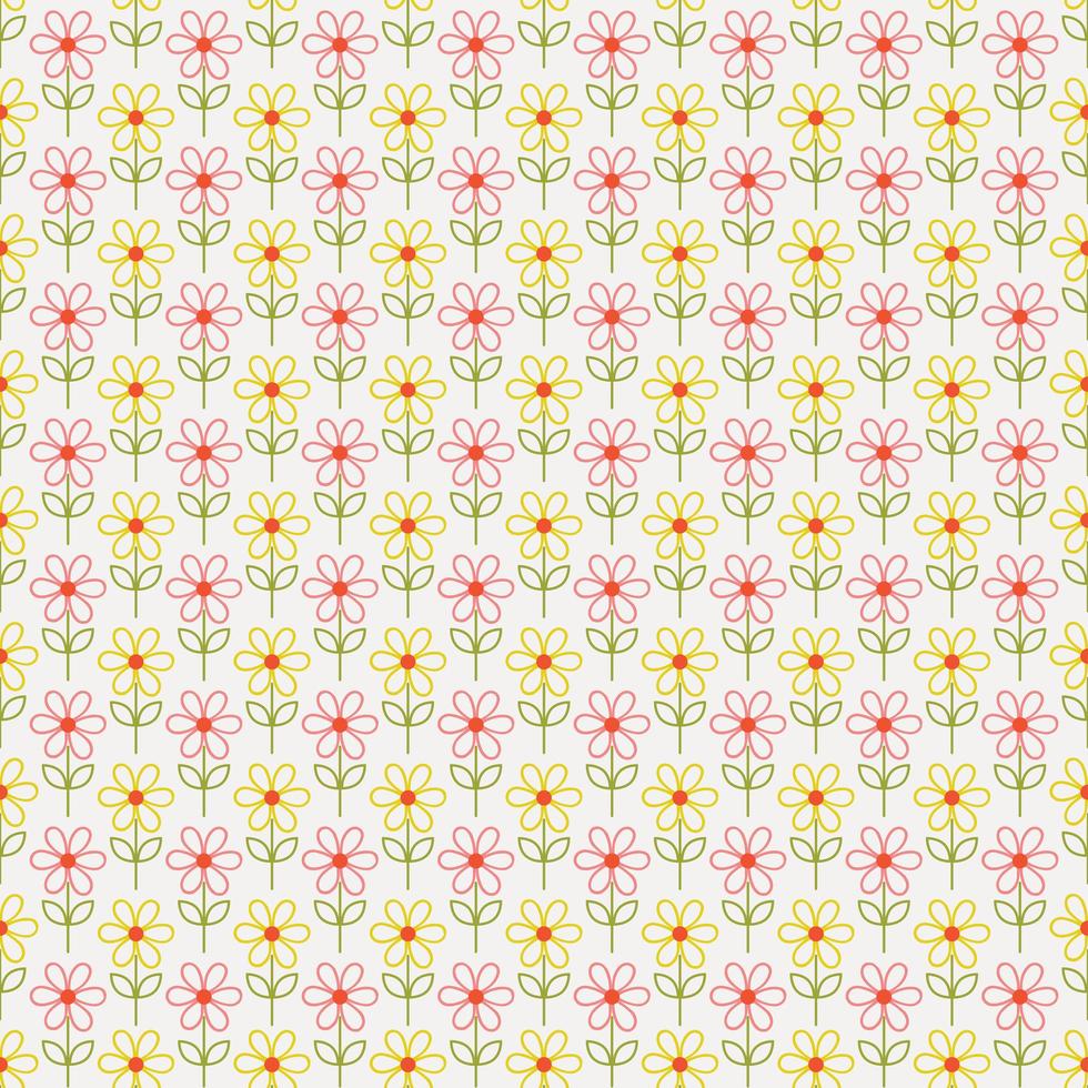 contorno semplice fiori seamless pattern vettore