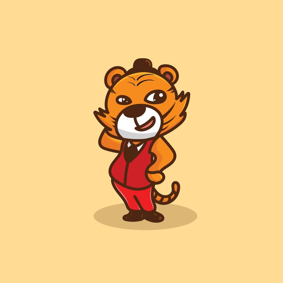 tigre cartone animato portafortuna divertente vettore Sorridi felicità divertimento carino animali illustrazione carino contento