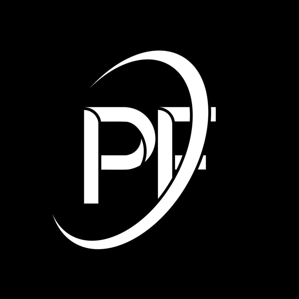 pf logo. p f design. bianca pf lettera. pf lettera logo design. iniziale lettera pf connesso cerchio maiuscolo monogramma logo. vettore