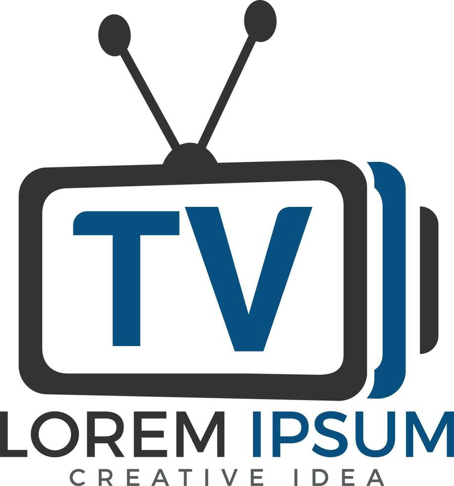 lettera tv logo design. tv media logo design concetto modello. vettore