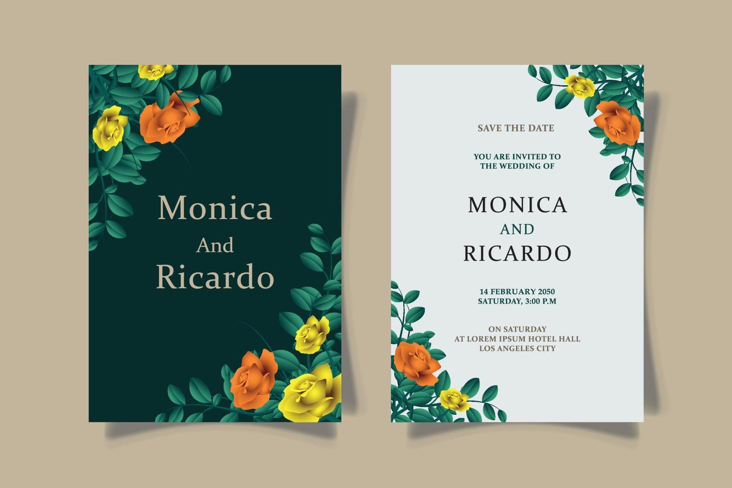 invito carta modello con rosa fiore, bellissimo botanico, design vettore grafico