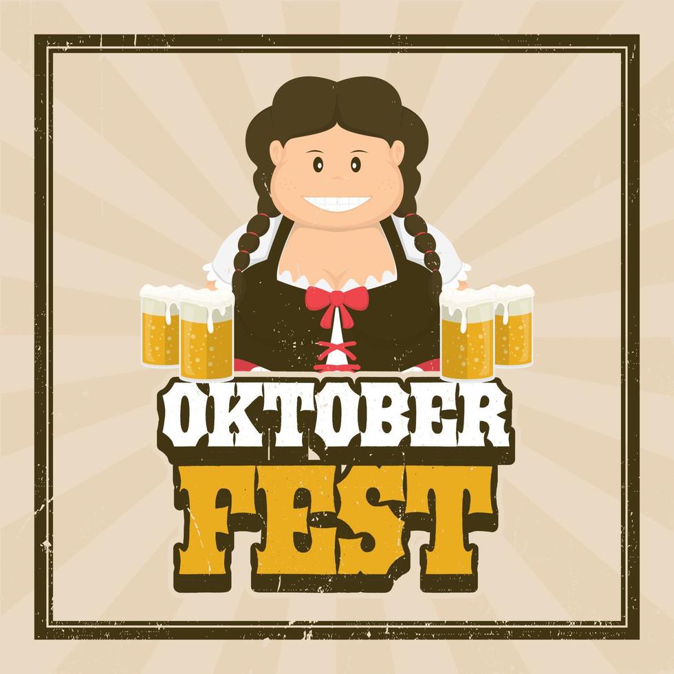 oktoberfest Vintage ▾ manifesto con personaggio cartone animato vettore