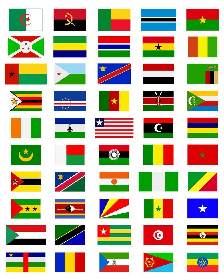 bandiere di il paesi di Africa su un' bianca sfondo vettore