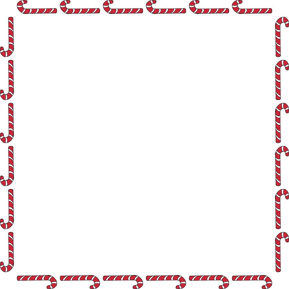 piazza telaio con divertente rosso Natale caramelle su bianca sfondo. vettore Immagine.