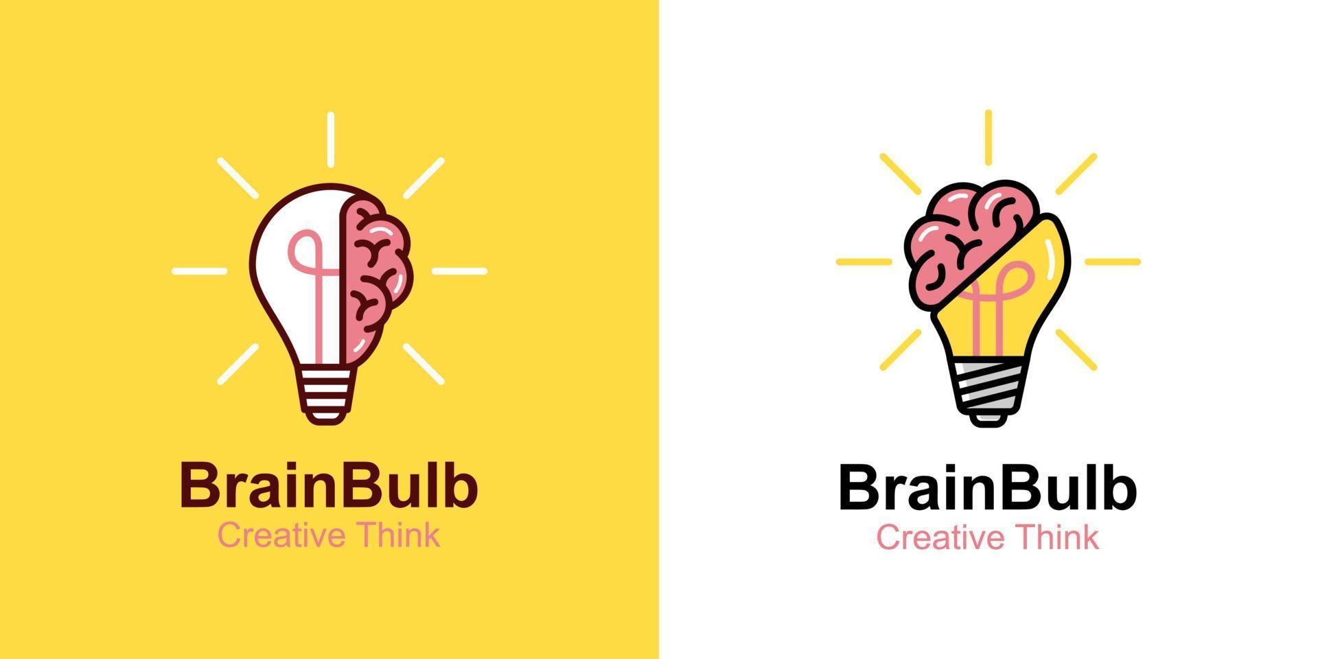 cervello lampadina lampada logo elemento per inteligente idea icona, ispirazione, pensiero, creativo idea, formazione scolastica, creativo mente logo design vettore